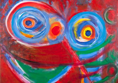 vivid painting with abstract face