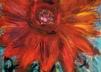 abstract painting of a sunflower