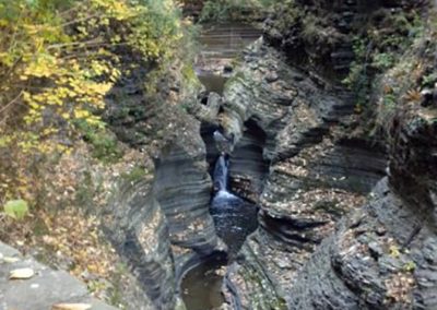 view of the waterfall and the creek from above