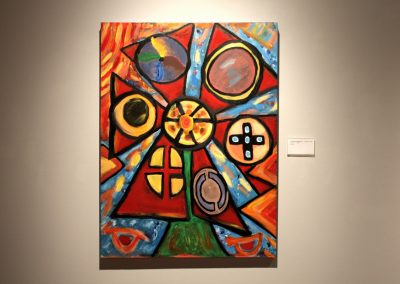 photo of mendoza's abstract artwork of 7 orbs