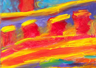 painting of a colorful, abstract landscape