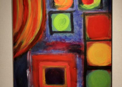photo of mendoza's artwork of an abstract, colorful painting
