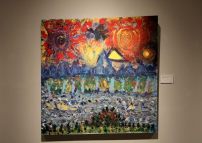 photo of mendoza's artwork of an abstract, colorful painting