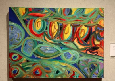 photo of mendoza's artwork of an abstract, colorful painting