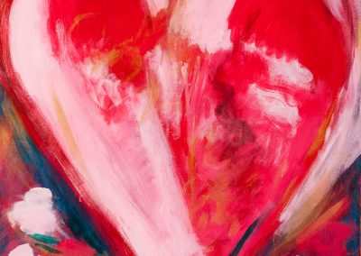 painting of a red and white heart