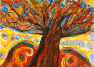 abstract, vivid painting of tree