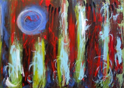 painting of abstract, vivid wildfire