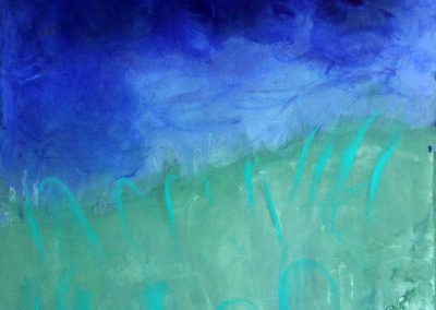 abstract landscape with dark blue background and green grass