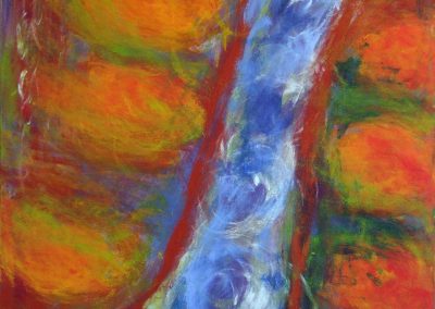 abstract painting with water flowing through the garden path