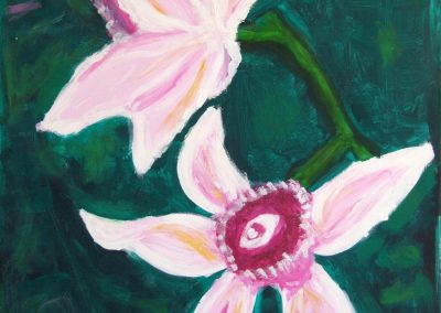 painting of pink flowers