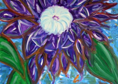 painting of an abstract, purple flower