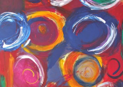 colorful, abstract painting of circles