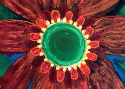 painting of a giant brown and green flower