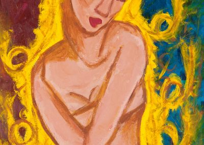 painting of nude woman with golden hair