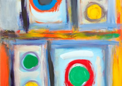 painting of abstract, colorful squares